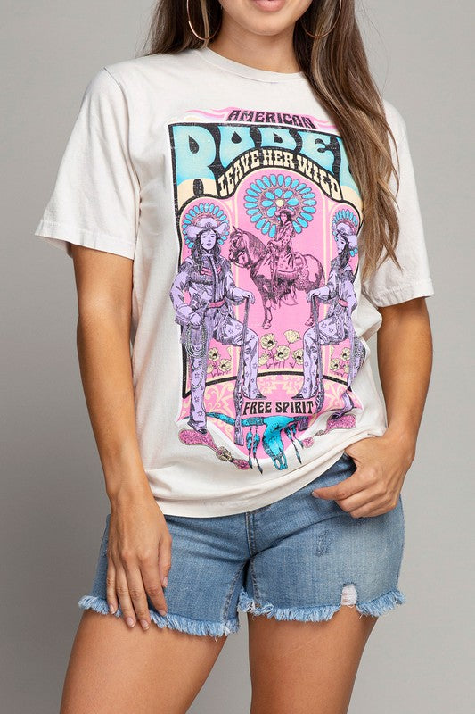 American Rodeo Graphic Top - Raised On Prayers & Touchdowns 